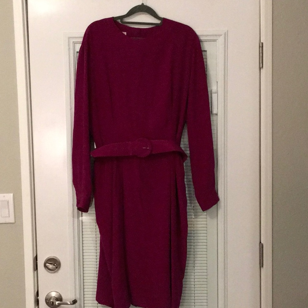 Jos. A. Bank Size 14 100% Magenta Silk Dress